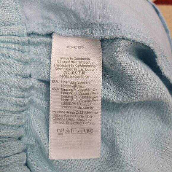 Madewell Pull-On Straight Crop Pant Sz 2 Blue Heron Linen Beachy Coastal NO954 - Picture 7 of 11